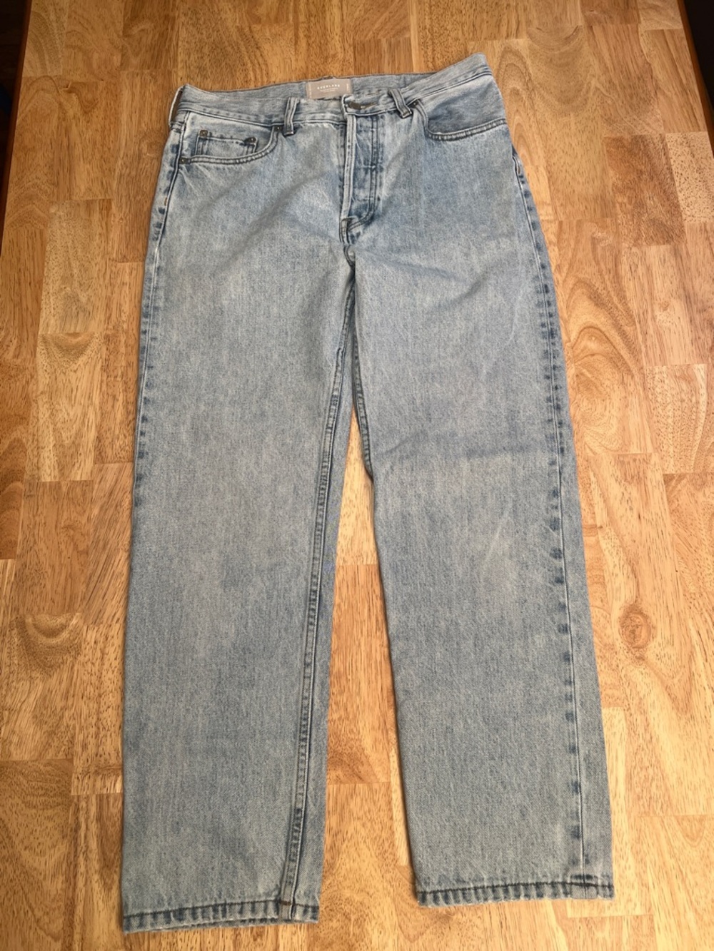 Everlane "The Relaxed Straight Fit" Jeans 100% cotton light blue denim size 27